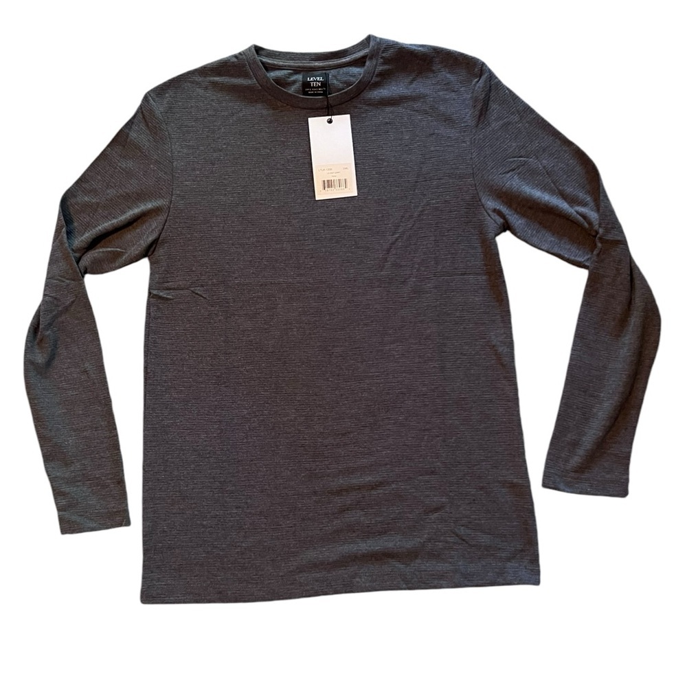 Level Ten Mens Long Sleeve T-Shirt NEW Size S Charcoal Gray
